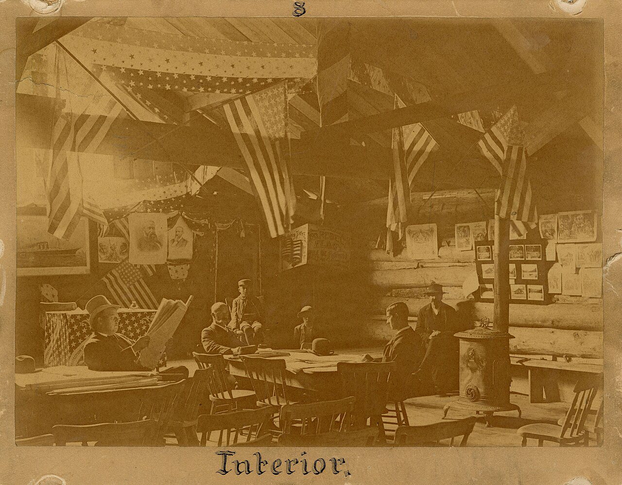 Interior of Harrison and Morton log cabin headquarters - DPLA - 5653d1a7fa6e080b209df0482e31fee1