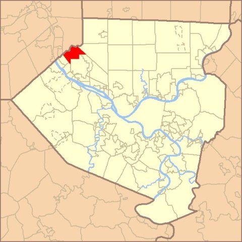 Map of Allegheny County PA Highlighting BellAcres