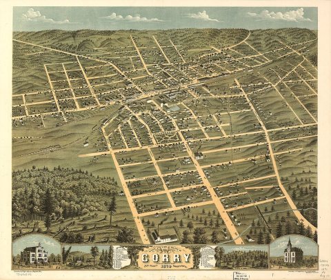 Bird's eye view of the city of Corry, Erie County, Pennsylvania 1870. LOC 73694522