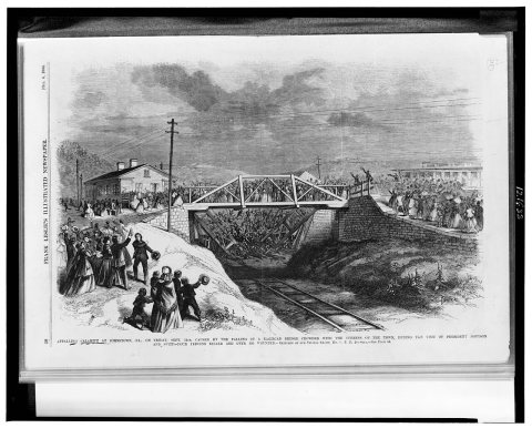 Appalling calamity at Johnstown, Pa., on Friday, Sept. 14th, caused by the falling of a railroad bridge crowded with th…