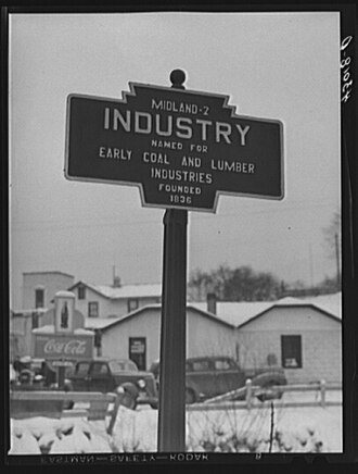 Signpost at Industry, Pennsylvania (fsa.8c04468)