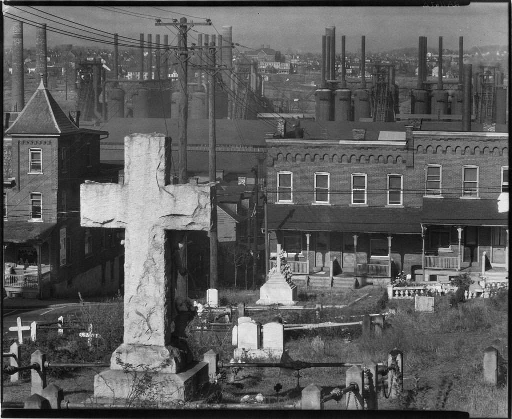 Bethlehem graveyard and steel mill. Pennsylvania