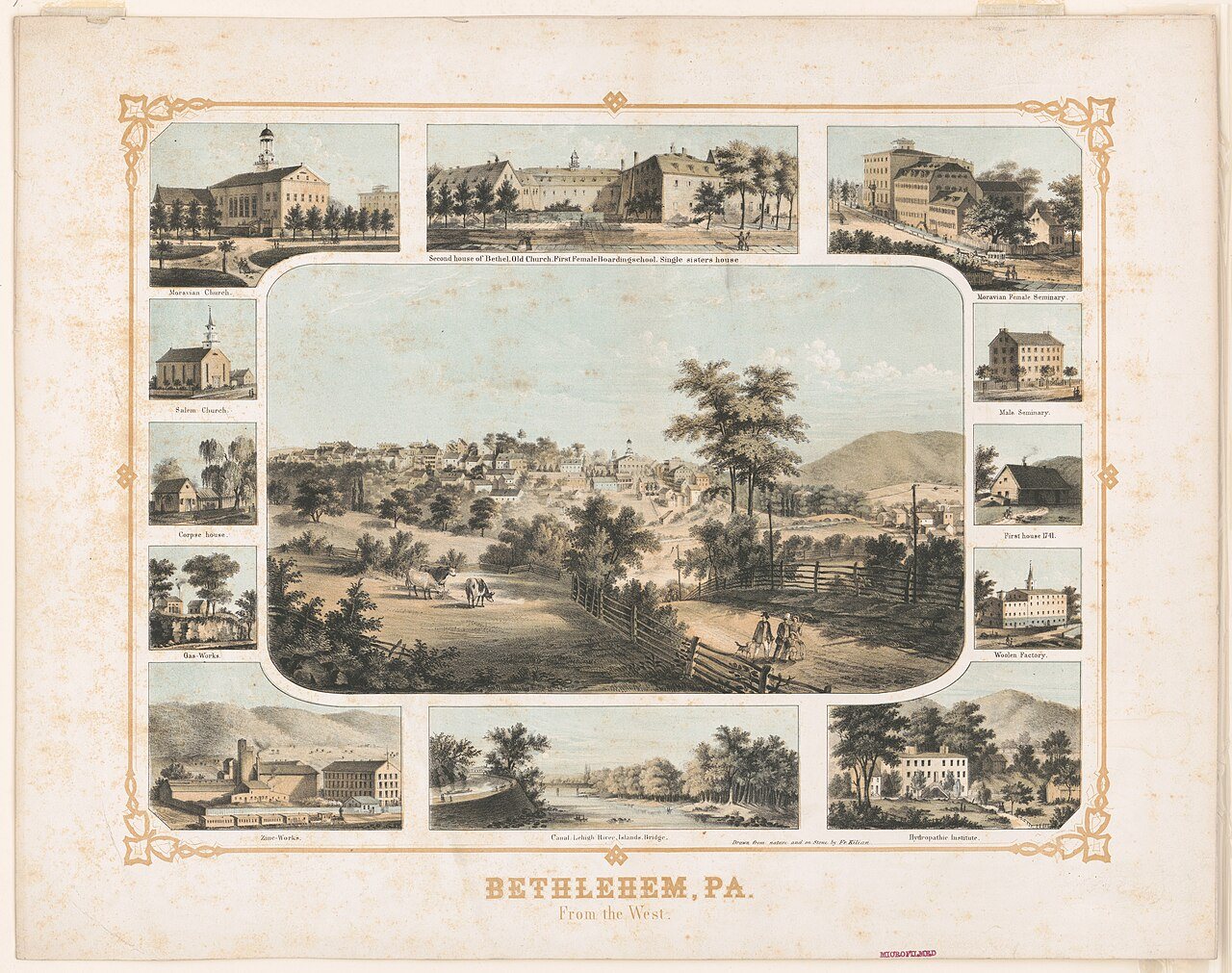 Bethlehem, Pa. From the west - drawn from nature and on stone by Fr. Kilian