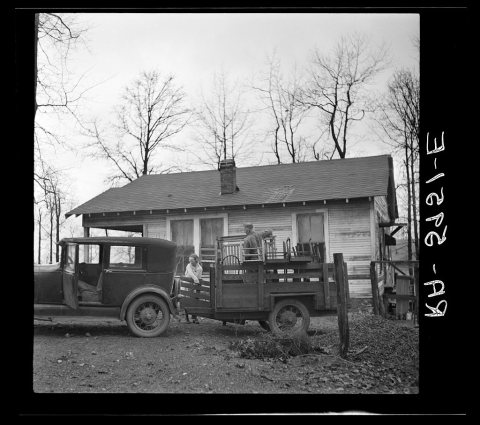 Untitled photo, possibly related to: The Eargle Family moving their household goods out of their home at Fairfield, Ala…
