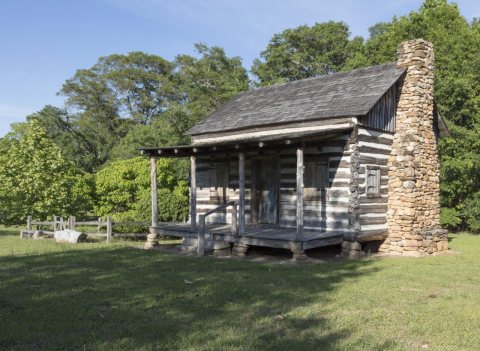 Cabin on the property of an old grange hall in the tiny South Carolina community of Donalds