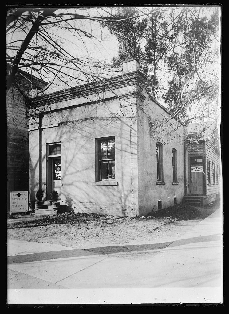 Chapter headquarters, including the home service department, and salvage and shop department of the Merced chapter