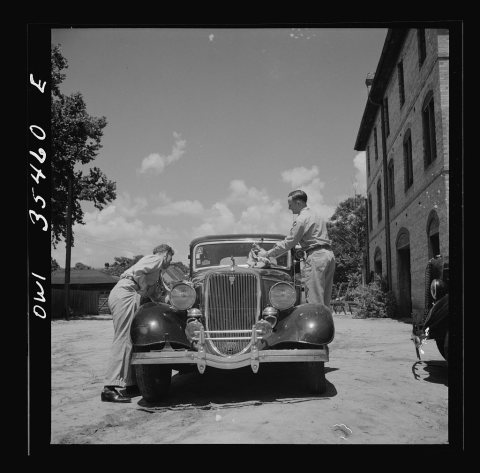 Bowman, South Carolina. Sergeant John Riley of the 25th service group, Air Service Command, on leave at his home. With …