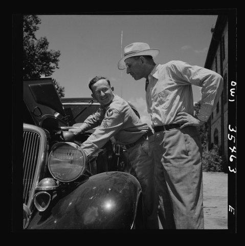 Bowman, South Carolina. Sergeant John Riley of the 25th service group, Air Service Command, on leave at his home. With …
