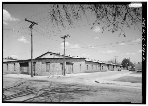 WEST (REAR) AND SOUTH SIDE ELEVATIONS, LOOKING NORTHEAST - Old Brick Warehouse, Main and Wine Streets (corner)