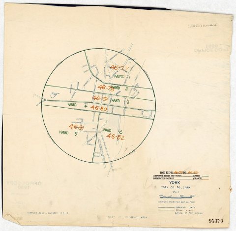 1950 Census Enumeration District Maps - South Carolina (SC) - York County - York - ED 46-77 to 82