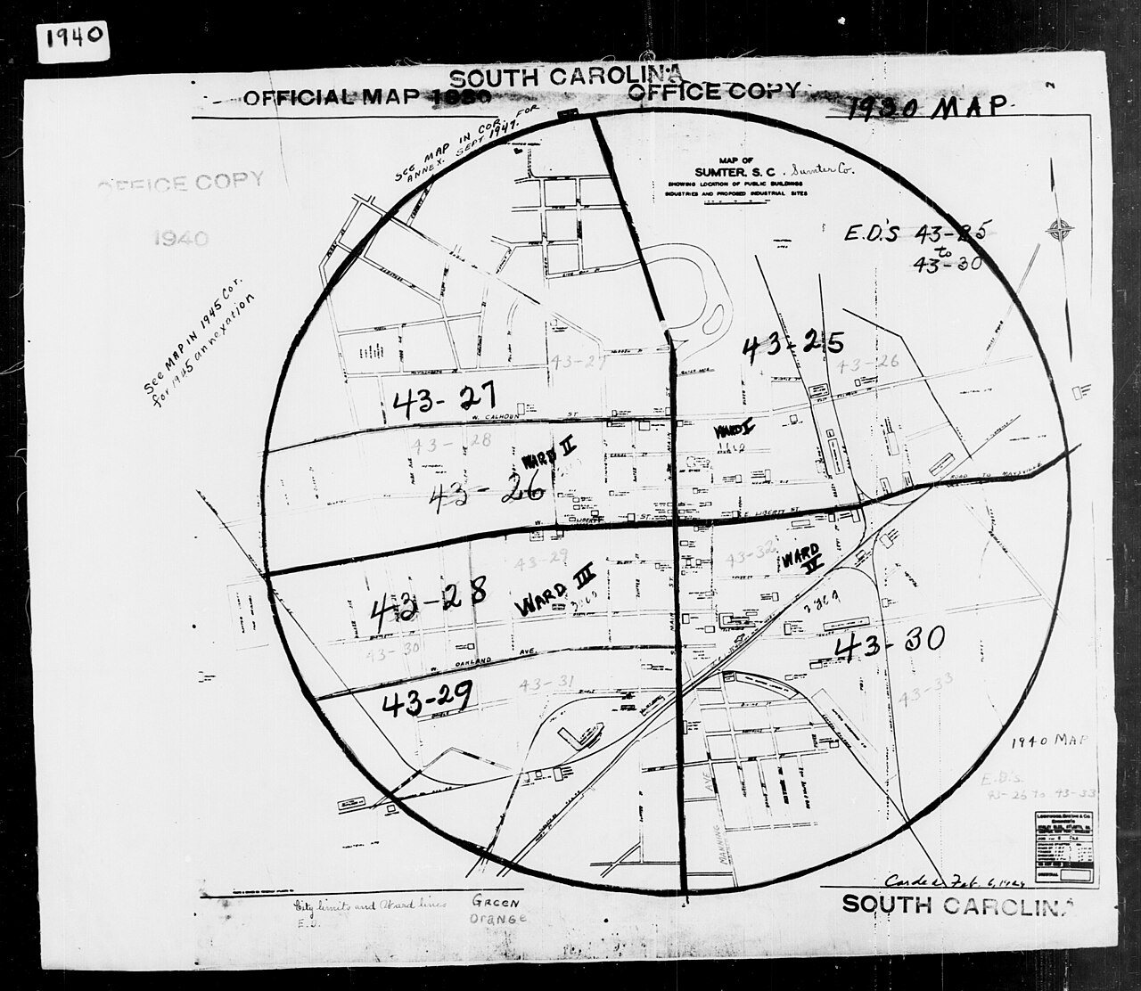 1940 Census Enumeration District Maps - South Carolina - Sumter County - Sumter - ED 43-26, ED 43-27, ED 43-28, ED 43-2…