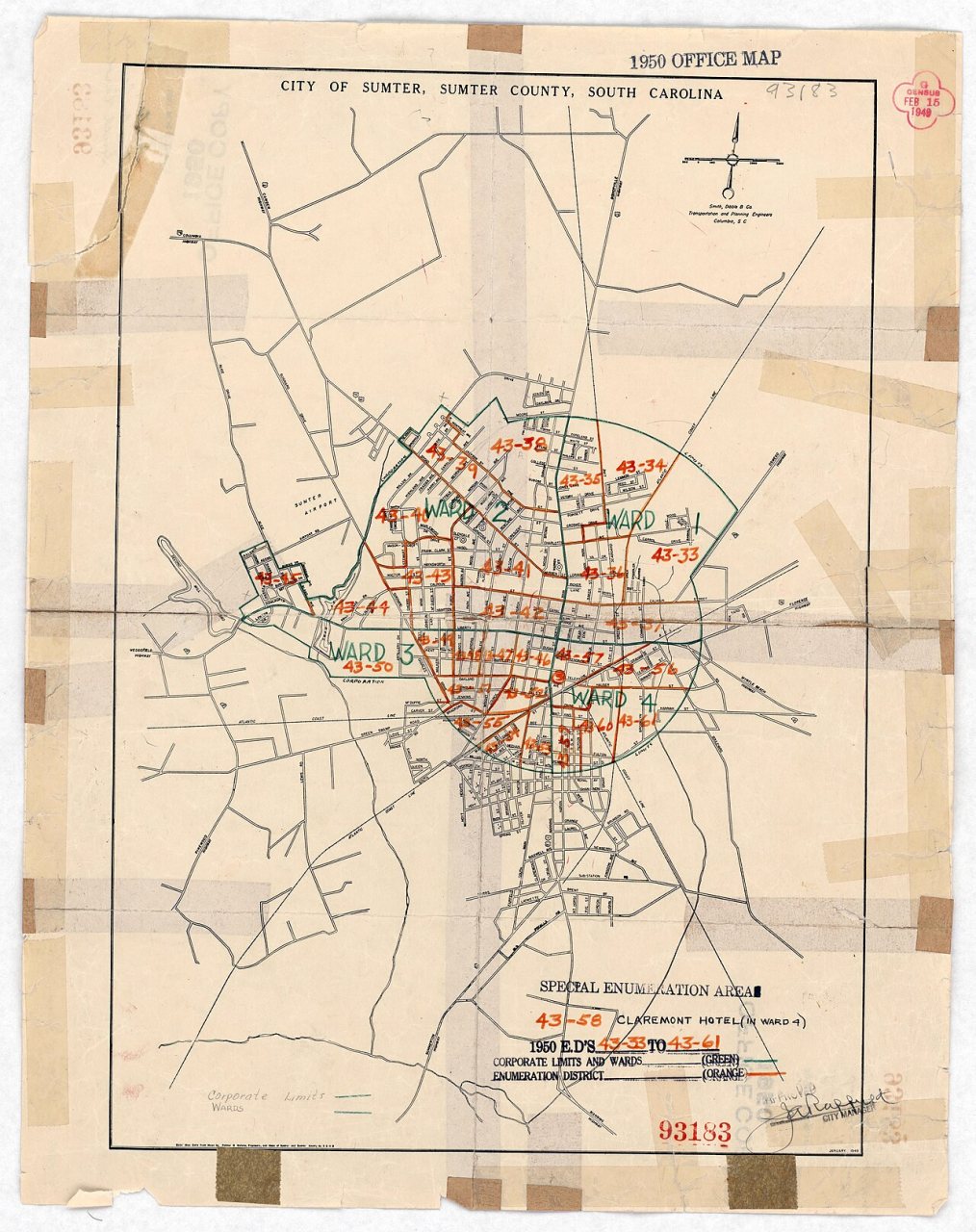 1950 Census Enumeration District Maps - South Carolina (SC) - Sumter County - Sumter - ED 43-33 to 61