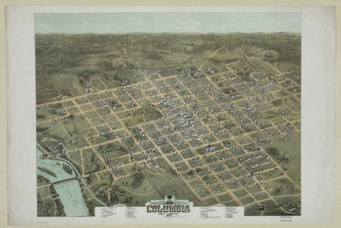 Bird's eye view of the city of Columbia, South Carolina, 1872