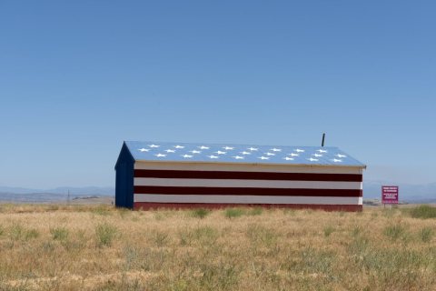 American flag barn