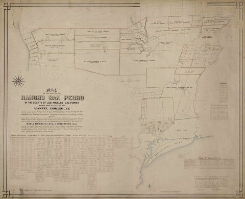 HUNTINGTON 1885 Map of that part of the Rancho San Pedro allotted to Manuel Dominguez