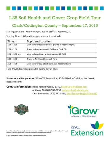 I-29 Soil Health and Cover Tours Clark Codington county