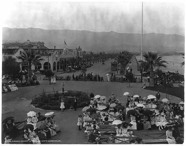 A Sunday concert in the plaza, Santa Barbara, Cal