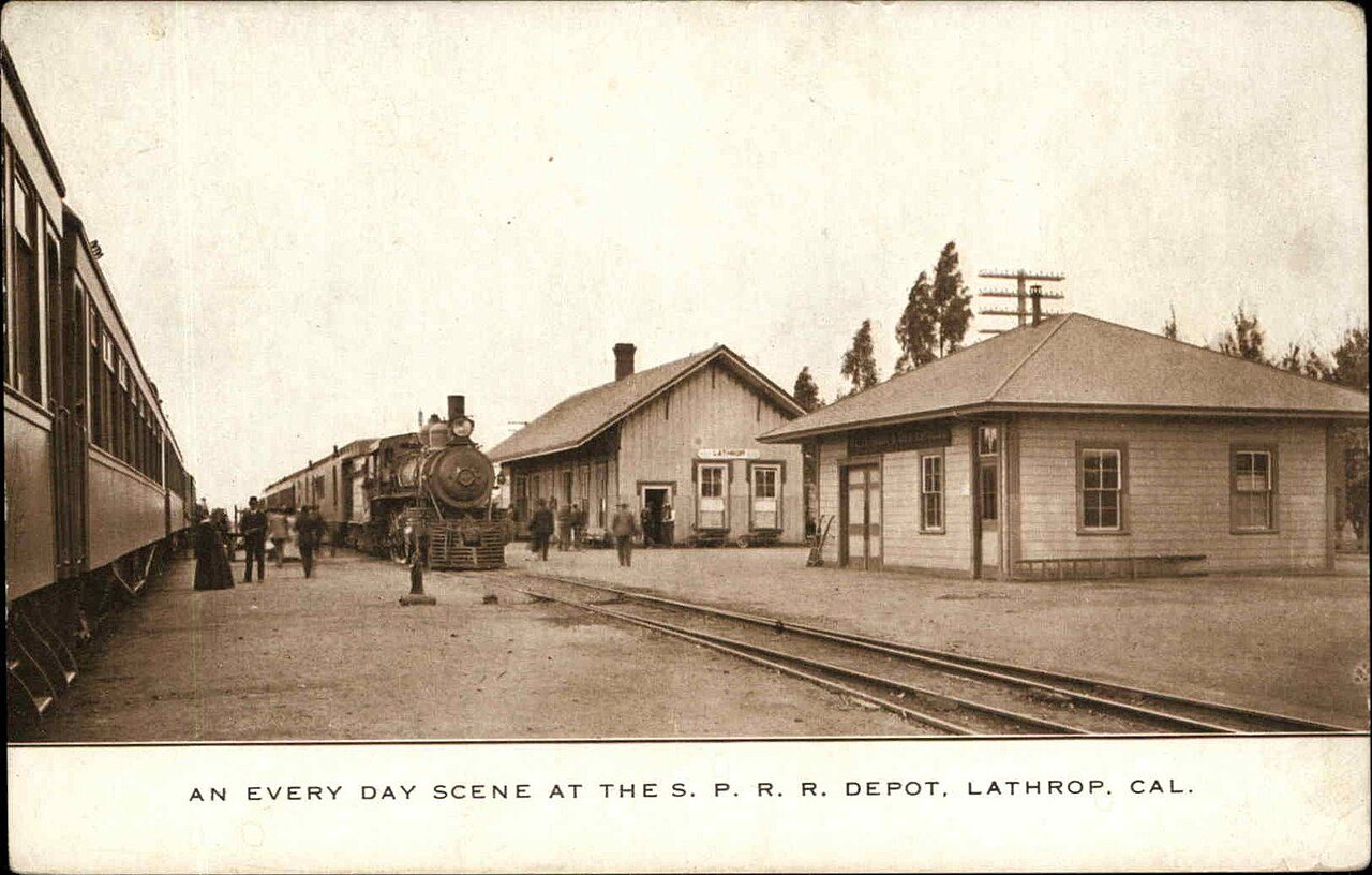 Lathrop station postcard