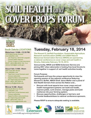 February 18, 2014 Soil Health and Forums - South Dakota Sites