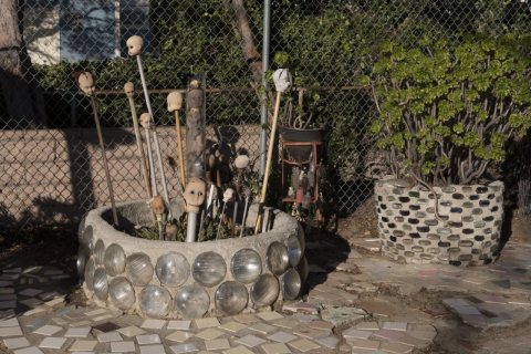 Some of the unusual structures at Grandma Prisbrey's Bottle Village
