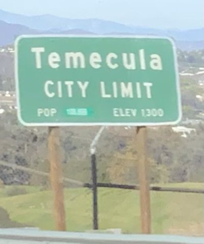 Temecula City Limits Sign