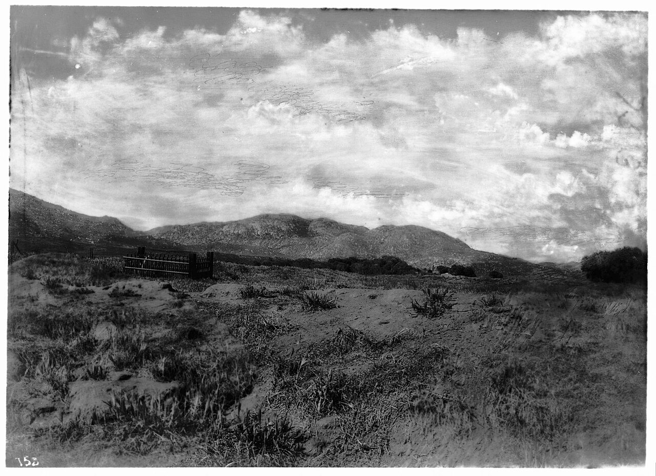 Cemetery in Temecula where Ramona waited while Alessandro went to the Wolfe Store to sell his violin, ca.1901 (CHS-753)