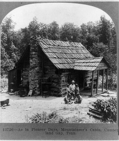 As in pioneer days, mountaineer's cabin