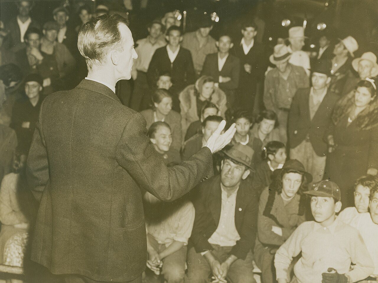 Organizer for the United Cannery Agricultural Packing and Allied Workers of America (CIO) Addresses Street Meeting of S…