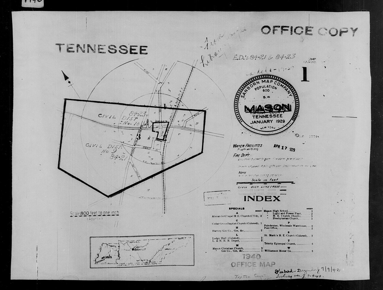 1940 Census Enumeration District Maps - Tennessee - Tipton County - Mason - ED 84-21, ED 84-23