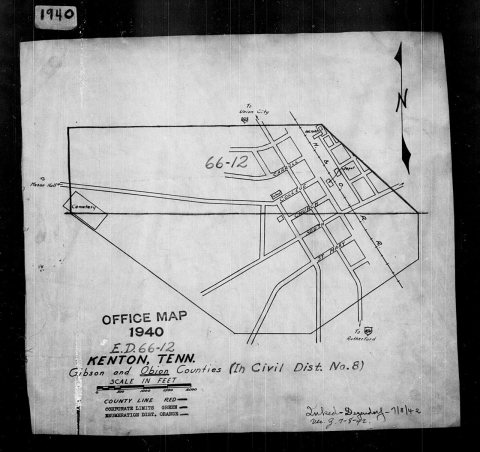 1940 Census Enumeration District Maps - Tennessee - Obion County - Kenton - ED 66-12
