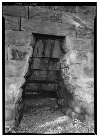 Historic American Buildings Survey, November, 1971 DETAIL OF BASE AND HEARTH AREA, NORTH SIDE. - Bear Spring Furance, D…