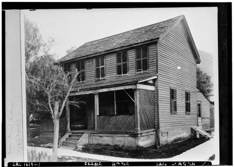 FRONT AND SIDE ELEVATIONS. From the V. Covert Martin Collection, Stockton, California - Frame House, Tracy, San Joaquin…