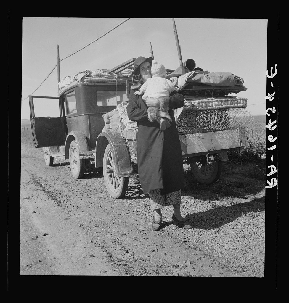 Untitled image, possibly related to: Missouri family of five, seven months from the drought area. "Broke, baby sick, ca…