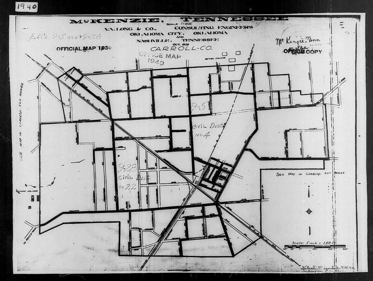 1940 Census Enumeration District Maps - Tennessee - Carroll County - McKenzie - ED 9-5, ED 9-28