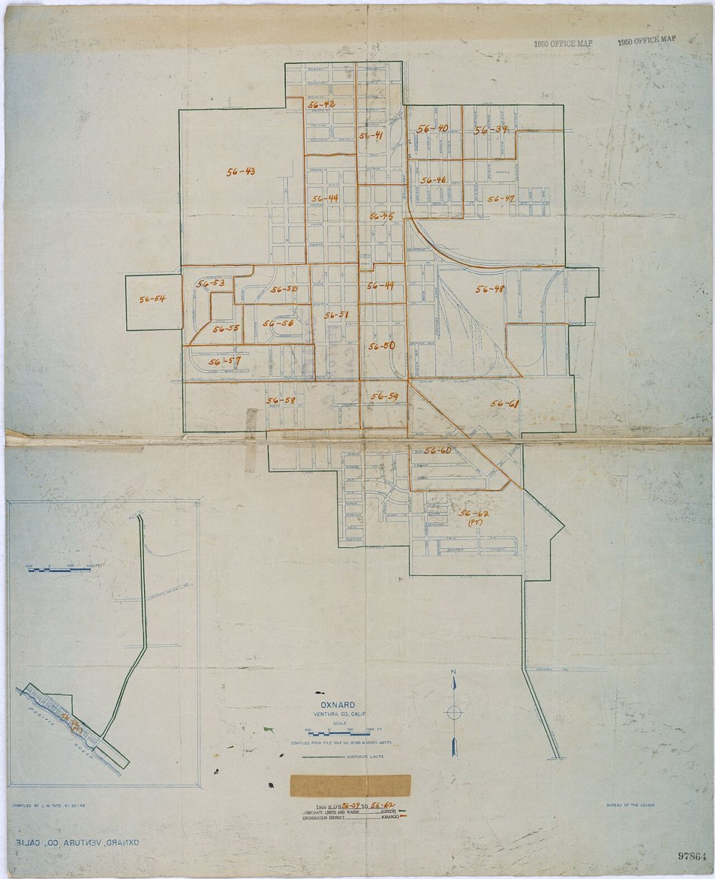 1950 Census Enumeration District Maps - California (CA) - Ventura County - Oxnard - ED 56-39 to 62