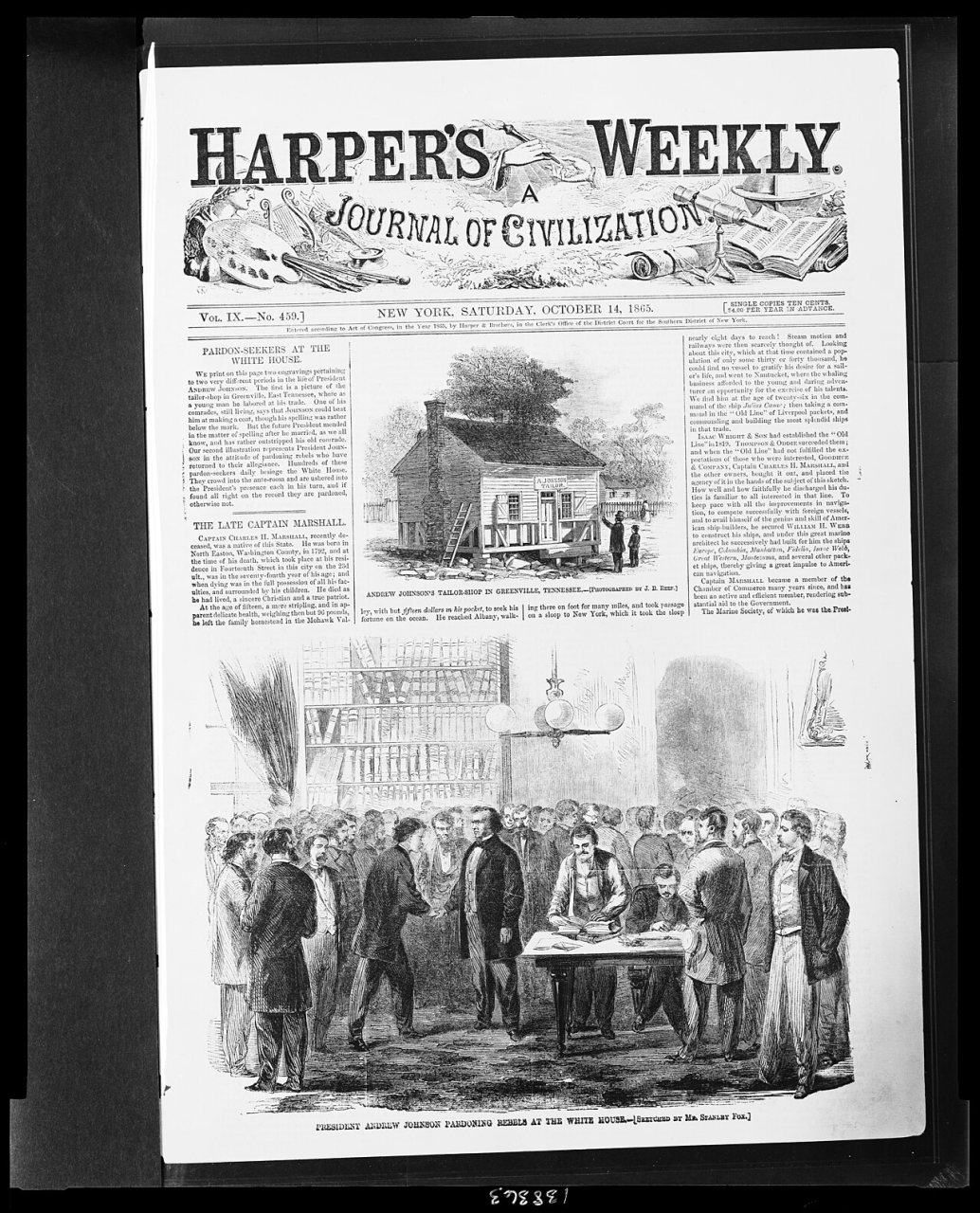 President Andrew Johnson pardoning Rebels at the White House - sketched by Mr. Stanley Fox. Andrew Johnson's tailor-sho…