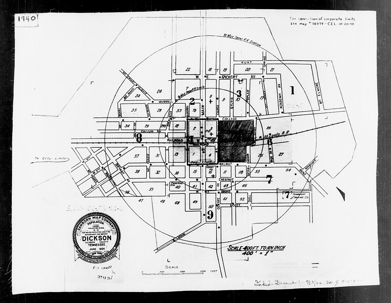 1940 Census Enumeration District Maps - Tennessee - Dickson County - Dickson - ED 22-5, ED 22-6