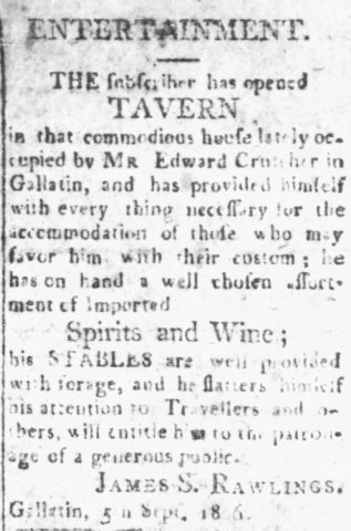 "Tavern" The Impartial Review and Cumberland Repository, September 13, 1806
