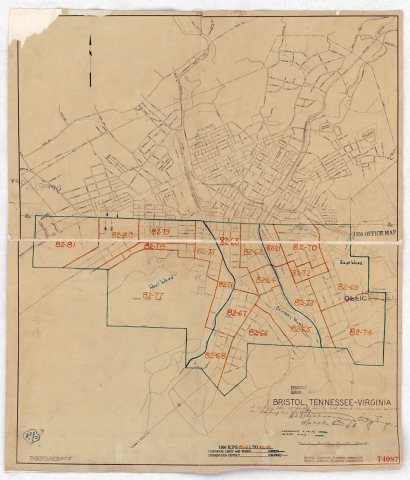 1950 Census Enumeration District Maps - Tennessee (TN) - Sullivan County - Bristol - ED 82-62 to 81