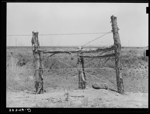Corner post fence construction near Balmorhea, Texas