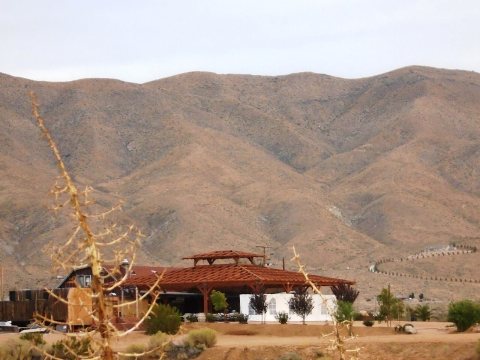View of Hilltop Tavern and San Bernardino Mountains