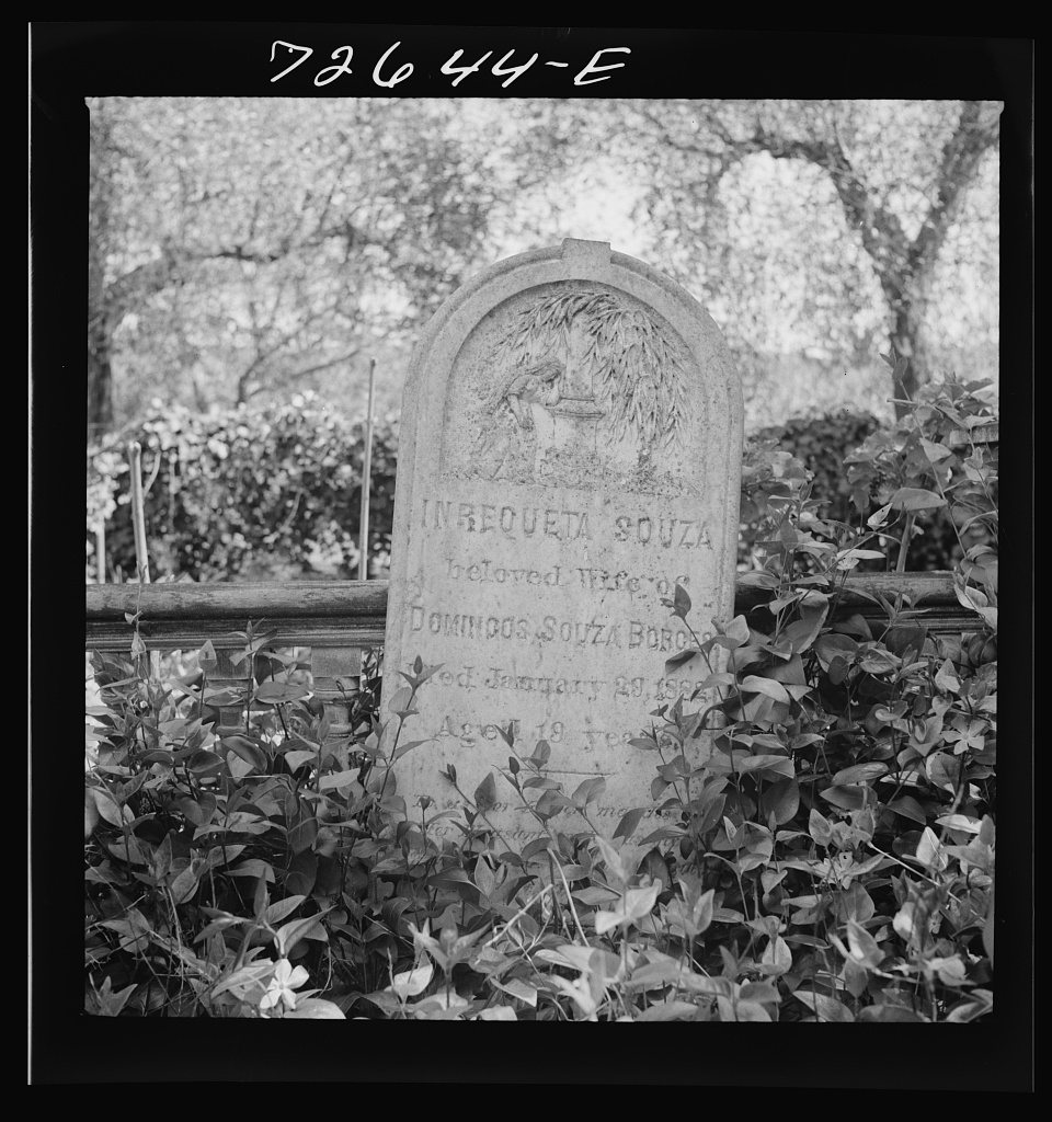 Mission San Jose, California. Tombstone of emigrant to California from Sao Jorge, Azores Islands