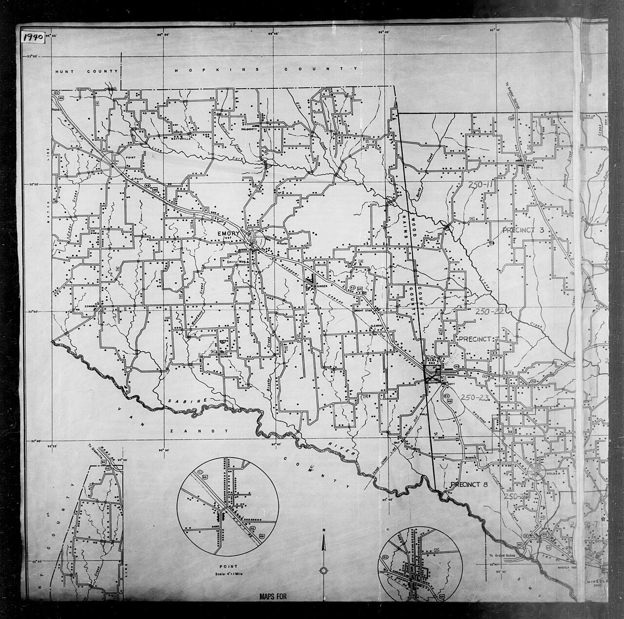 1940 Census Enumeration District Maps - Texas - Wood County - ED 250-1 - ED 250-24