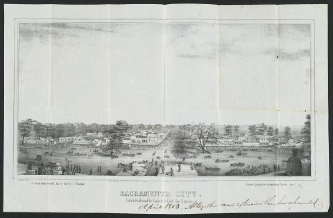 Sacramento ; First frame house erected Jany. 1st, 1849, by S. Brannan ; Present population estimated at 20,000, June 17…