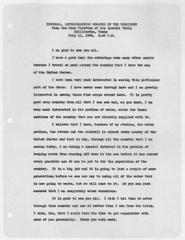 Infromal extemporaneous Remarks of the President in
