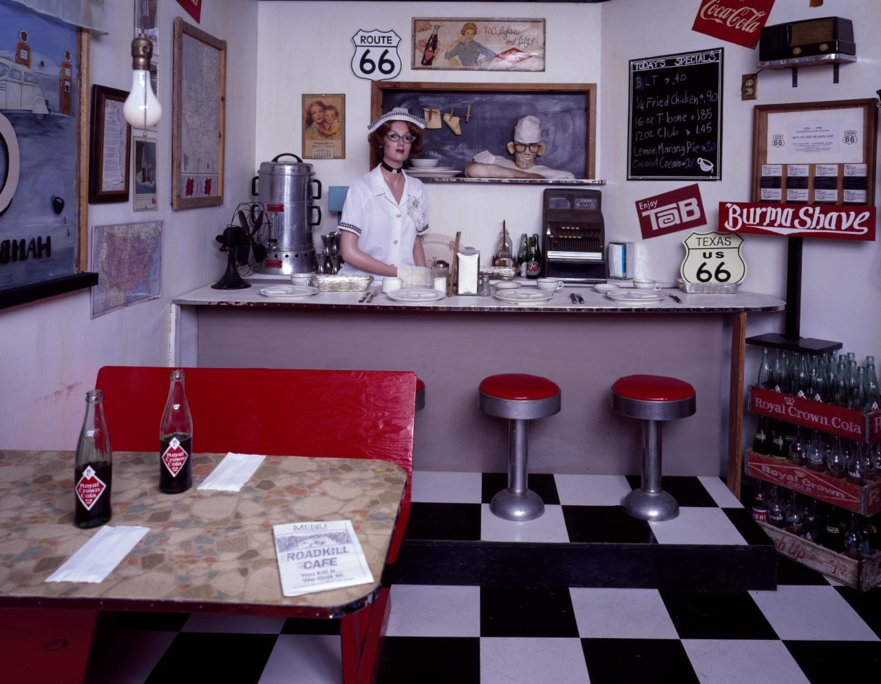 The quirky "Greasy Spoon" restaurant inside the Route 66 Museum in the Texas Panhandle