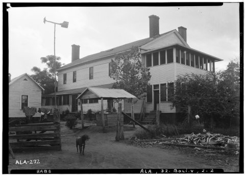 REAR ELEVATION (SOUTH), WEST SIDE - Weston (House and Schoolhouse), U.S. Route 11 and County Road 19 vicinity, Boligee,…
