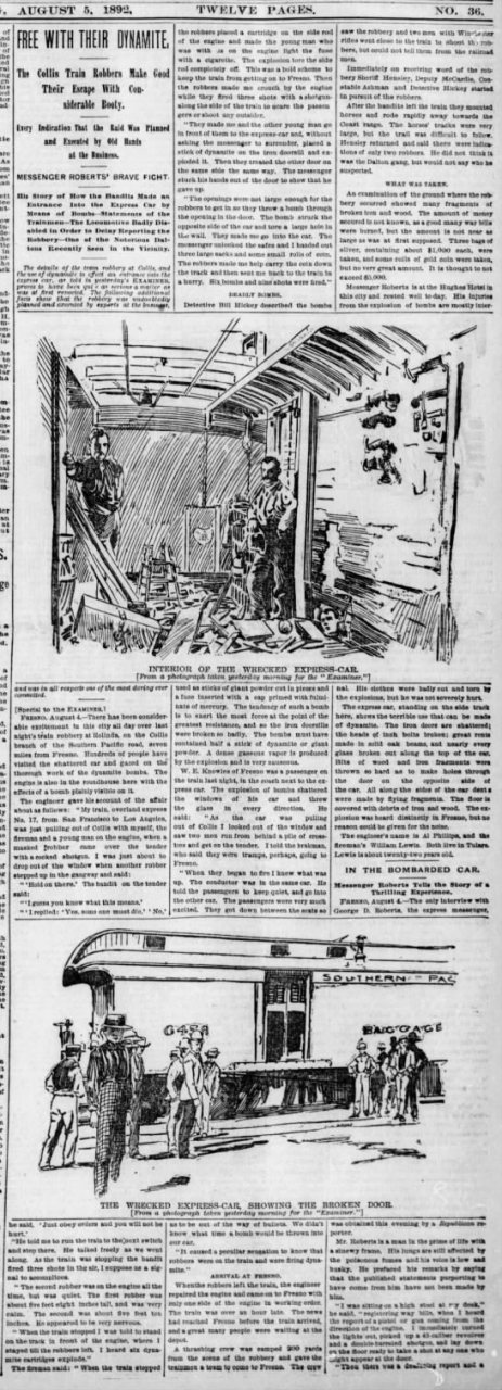 San Francisco Examiner, Collis Robbery, August 5, 1892