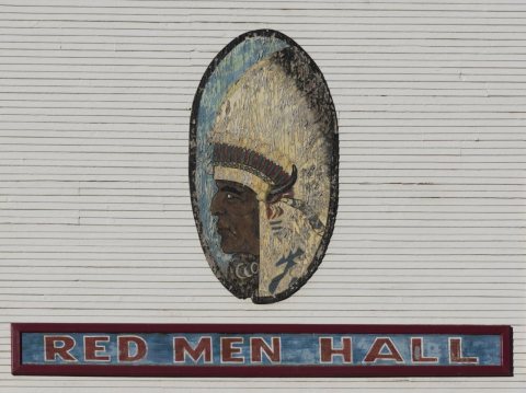Sign for the Red Men Hall