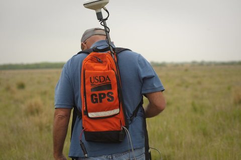 Danny Lamberth, DC in Anson, Texas, use GPS equipment in the field